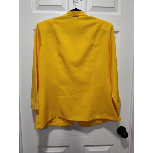 Vintage Allison Woods Blazer Women's Button Yellow Suit Jacket Size 14W USA made - Picture 2 of 9